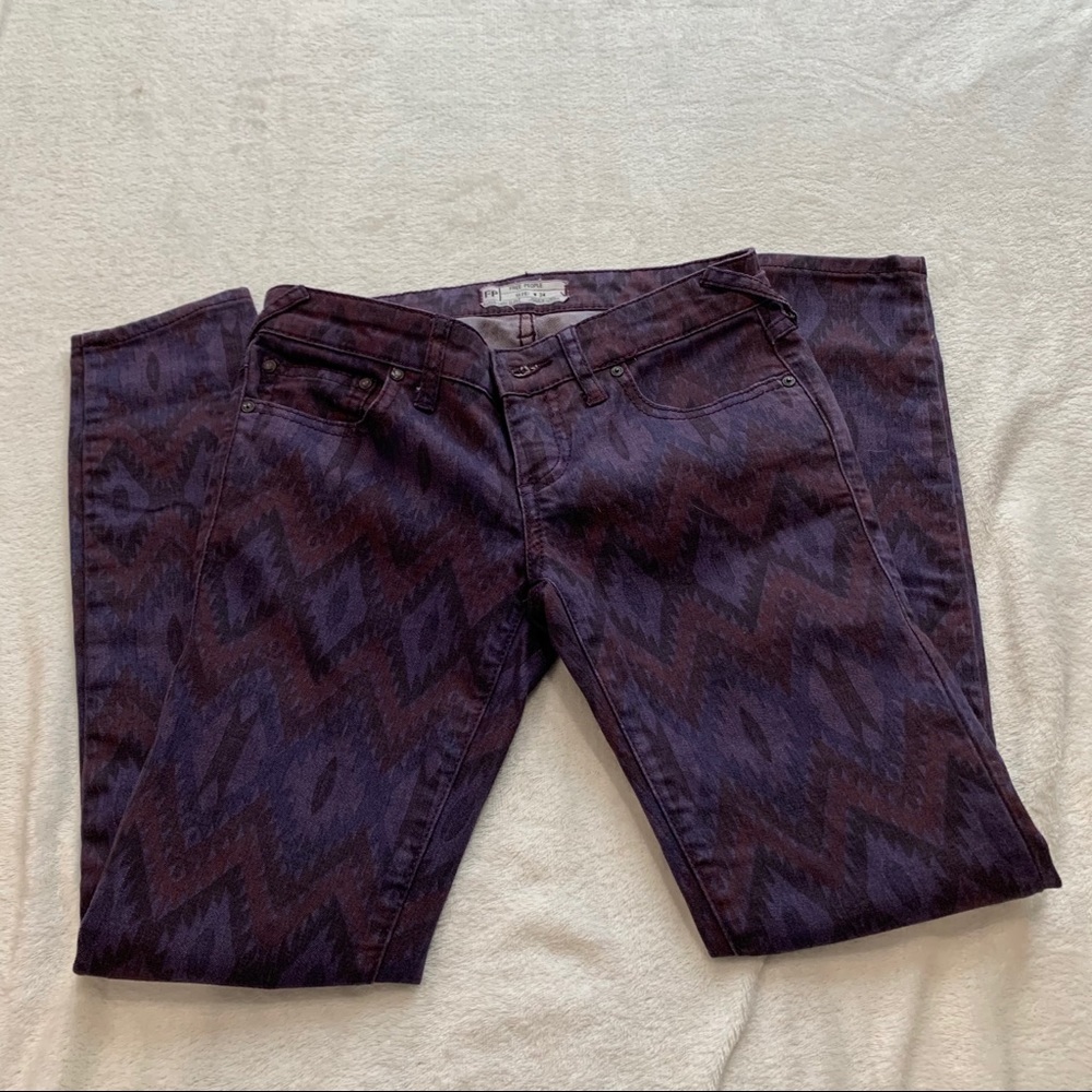 Purple/blue/black/red free people jeans - Picture 3 of 5
